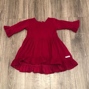 Corduroy ruffle high low tunic